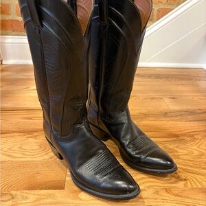 Lucchese Black Leather Vintage Summer Western Cowboy Boots